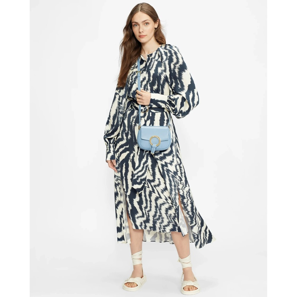 Ted Baker Womens Animal Printed Long Sleeved Fluid Midi Dress Cuffs Size 3/ 8 US